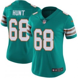 Miami Dolphins #68 Robert Hunt Aqua Green Alternate Women's Stitched NFL Vapor Untouchable Limited Jersey