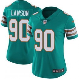 Miami Dolphins #90 Shaq Lawson Aqua Green Alternate Women's Stitched NFL Vapor Untouchable Limited Jersey