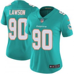 Miami Dolphins #90 Shaq Lawson Aqua Green Team Color Women's Stitched NFL Vapor Untouchable Limited Jersey