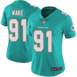 Miami Dolphins #91 Cameron Wake Aqua Green Team Color Women's Stitched NFL Vapor Untouchable Limited Jersey