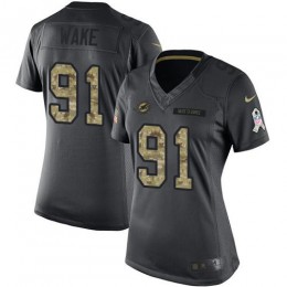 Miami Dolphins #91 Cameron Wake Black Women's Stitched NFL Limited 2016 Salute to Service Jersey