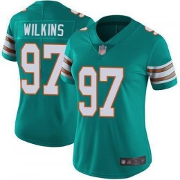 Miami Dolphins #97 Christian Wilkins Aqua Green Alternate Women's Stitched NFL Vapor Untouchable Limited Jersey