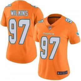 Miami Dolphins #97 Christian Wilkins Orange Women's Stitched NFL Limited Rush Jersey