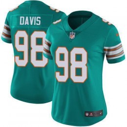 Miami Dolphins #98 Raekwon Davis Aqua Green Alternate Women's Stitched NFL Vapor Untouchable Limited Jersey