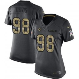 Miami Dolphins #98 Raekwon Davis Black Women's Stitched NFL Limited 2016 Salute to Service Jersey
