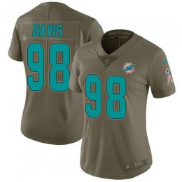 Miami Dolphins #98 Raekwon Davis Olive Women's Stitched NFL Limited 2017 Salute To Service Jersey