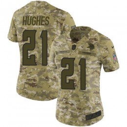 Minnesota Vikings #21 Mike Hughes Camo Women's Stitched NFL Limited 2018 Salute to Service Jersey
