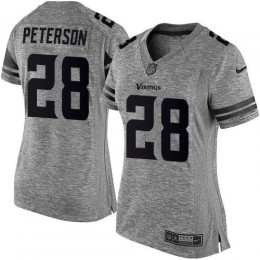 Minnesota Vikings #28 Adrian Peterson Gray Women's Stitched NFL Limited Gridiron Gray Jersey