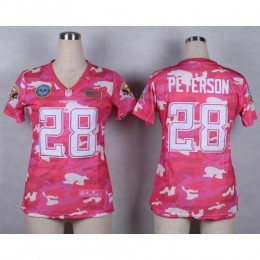 Minnesota Vikings #28 Adrian Peterson Pink Women's Stitched NFL Elite Camo Fashion Jersey