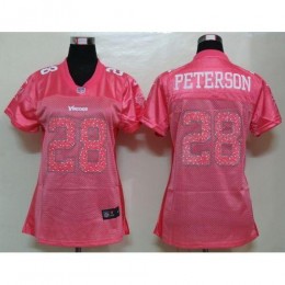 Minnesota Vikings #28 Adrian Peterson Pink Sweetheart Women's NFL Game Jersey