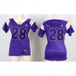 Minnesota Vikings #28 Adrian Peterson Purple Women's Stitched NFL Elite Draft Him Shimmer Jersey
