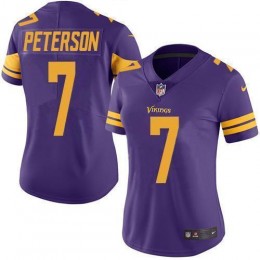 Minnesota Vikings #7 Patrick Peterson Purple Women's Stitched NFL Limited Rush Jersey