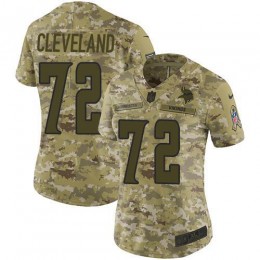Minnesota Vikings #72 Ezra Cleveland Camo Women's Stitched NFL Limited 2018 Salute To Service Jersey