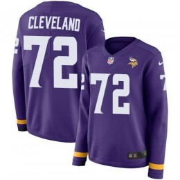 Minnesota Vikings #72 Ezra Cleveland Purple Team Color Women's Stitched NFL Limited Therma Long Sleeve Jersey