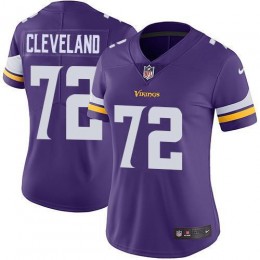 Minnesota Vikings #72 Ezra Cleveland Purple Team Color Women's Stitched NFL Vapor Untouchable Limited Jersey