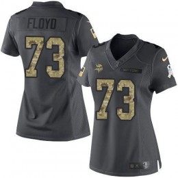 Minnesota Vikings #73 Sharrif Floyd Black Women's Stitched NFL Limited 2016 Salute To Service Jersey