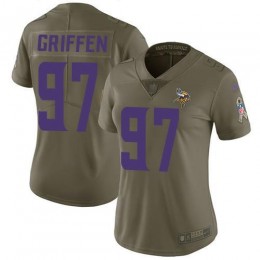 Minnesota Vikings #97 Everson Griffen Olive Women's Stitched NFL Limited 2017 Salute to Service Jersey