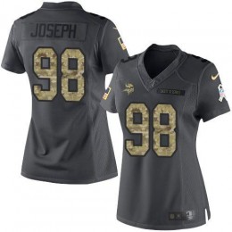 Minnesota Vikings #98 Linval Joseph Black Women's Stitched NFL Limited 2016 Salute To Service Jersey