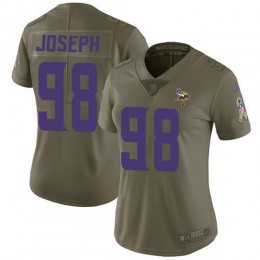Minnesota Vikings #98 Linval Joseph Olive Women's Stitched NFL Limited 2017 Salute to Service Jersey