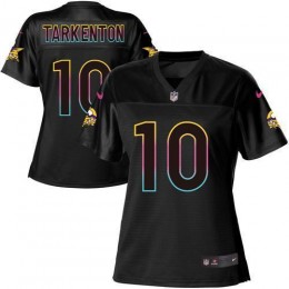 Vikings #10 Fran Tarkenton Black Women's NFL Fashion Game Jersey