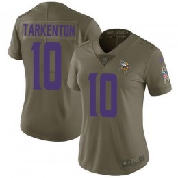 Vikings #10 Fran Tarkenton Olive Women's Stitched NFL Limited 2017 Salute To Service Jersey
