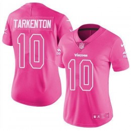 Vikings #10 Fran Tarkenton Pink Women's Stitched NFL Limited Rush Fashion Jersey