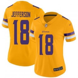 Vikings #18 Justin Jefferson Gold Women's Stitched NFL Limited Inverted Legend Jersey