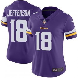Vikings #18 Justin Jefferson Purple Team Color Women's Stitched NFL Vapor Untouchable Limited Jersey