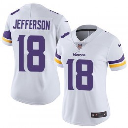 Vikings #18 Justin Jefferson White Women's Stitched NFL Vapor Untouchable Limited Jersey