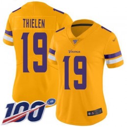 Vikings #19 Adam Thielen Gold Women's Stitched NFL Limited Inverted Legend 100th Season Jersey