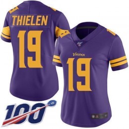 Vikings #19 Adam Thielen Purple Women's Stitched NFL Limited Rush 100th Season Jersey