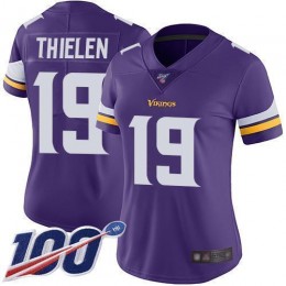 Vikings #19 Adam Thielen Purple Team Color Women's Stitched NFL 100th Season Vapor Limited Jersey