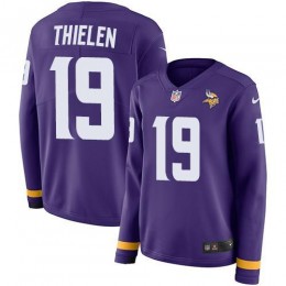 Vikings #19 Adam Thielen Purple Team Color Women's Stitched NFL Limited Therma Long Sleeve Jersey
