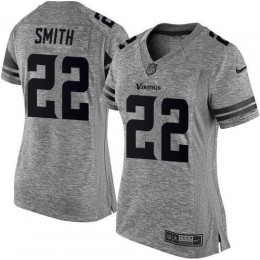 Vikings #22 Harrison Smith Gray Women's Stitched NFL Limited Gridiron Gray Jersey