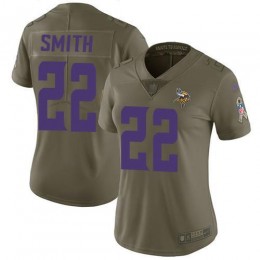 Vikings #22 Harrison Smith Olive Women's Stitched NFL Limited 2017 Salute To Service Jersey