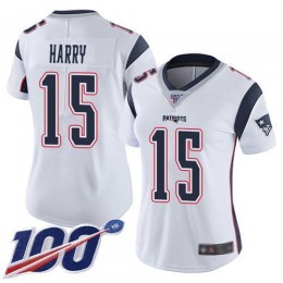 New England Patriots #15 N'Keal Harry White Women's Stitched NFL 100th Season Vapor Limited Jersey