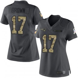 New England Patriots #17 Antonio Brown Black Women's Stitched NFL Limited 2016 Salute to Service Jersey