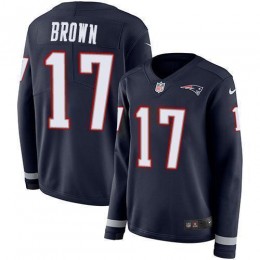 New England Patriots #17 Antonio Brown Navy Blue Team Color Women's Stitched NFL Limited Therma Long Sleeve Jersey