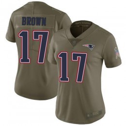 New England Patriots #17 Antonio Brown Olive Women's Stitched NFL Limited 2017 Salute to Service Jersey