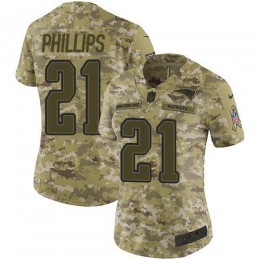 New England Patriots #21 Adrian Phillips Camo Women's Stitched NFL Limited 2018 Salute To Service Jersey