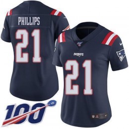 New England Patriots #21 Adrian Phillips Navy Blue Women's Stitched NFL Limited Rush 100th Season Jersey