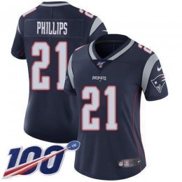 New England Patriots #21 Adrian Phillips Navy Blue Team Color Women's Stitched NFL 100th Season Vapor Untouchable Limited Jersey