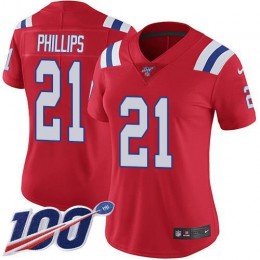 New England Patriots #21 Adrian Phillips Red Alternate Women's Stitched NFL 100th Season Vapor Untouchable Limited Jersey