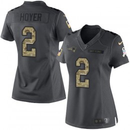 New England Patriots #2 Brian Hoyer Black Women's Stitched NFL Limited 2016 Salute to Service Jersey