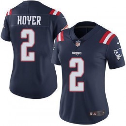 New England Patriots #2 Brian Hoyer Navy Blue Women's Stitched NFL Limited Rush Jersey