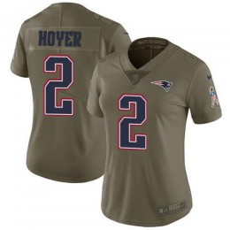 New England Patriots #2 Brian Hoyer Olive Women's Stitched NFL Limited 2017 Salute To Service Jersey