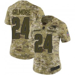 New England Patriots #24 Stephon Gilmore Camo Women's Stitched NFL Limited 2018 Salute to Service Jersey