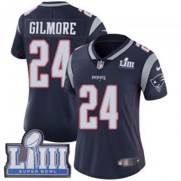 New England Patriots #24 Stephon Gilmore Navy Blue Team Color Super Bowl LIII Bound Women's Stitched NFL Vapor Untouchable Limited Jersey