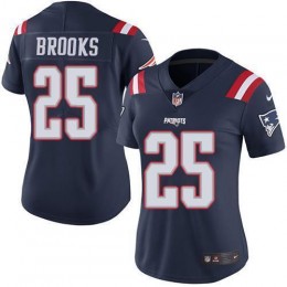New England Patriots #25 Terrence Brooks Navy Blue Women's Stitched NFL Limited Rush Jersey