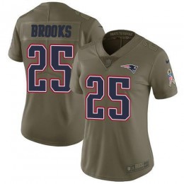 New England Patriots #25 Terrence Brooks Olive Women's Stitched NFL Limited 2017 Salute to Service Jersey